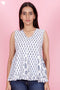 Cambric Cotton Top in Floral Block Print